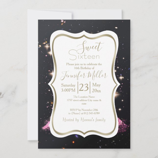 Eiffel Tower Night Moon           Invitation (Front)