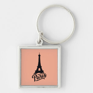 Eiffel Tower of Paris (France) black Key Ring