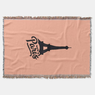 Eiffel Tower of Paris (France) black Throw Blanket