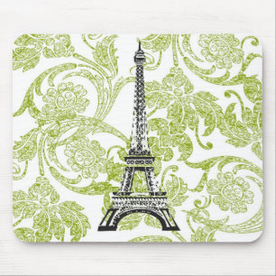 Eiffel Tower on Green Design Mousepad