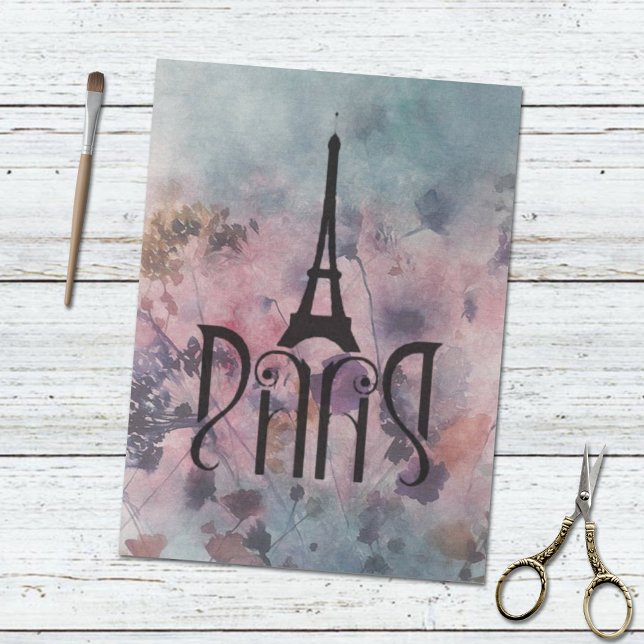 Eiffel Tower Paris Art Nouveau Lettering découpage Tissue Paper (Creator Uploaded)