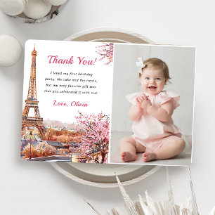 Eiffel Tower Paris Birthday Party Thank You Card
