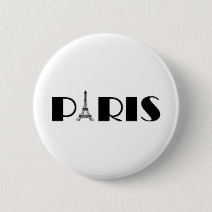 Eiffel Tower Paris Black & White 6 Cm Round Badge