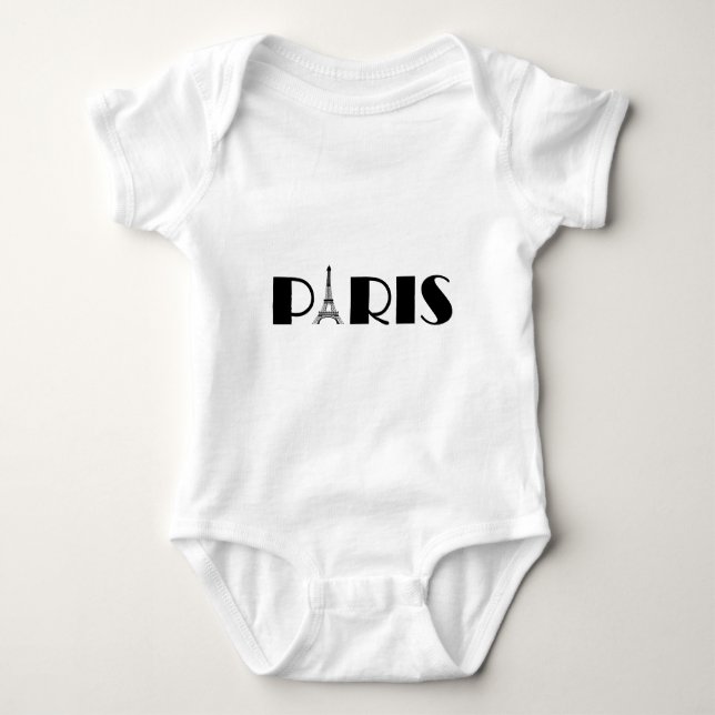Eiffel Tower Paris Black & White Baby Bodysuit (Front)
