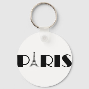 Eiffel Tower Paris Black & White Key Ring