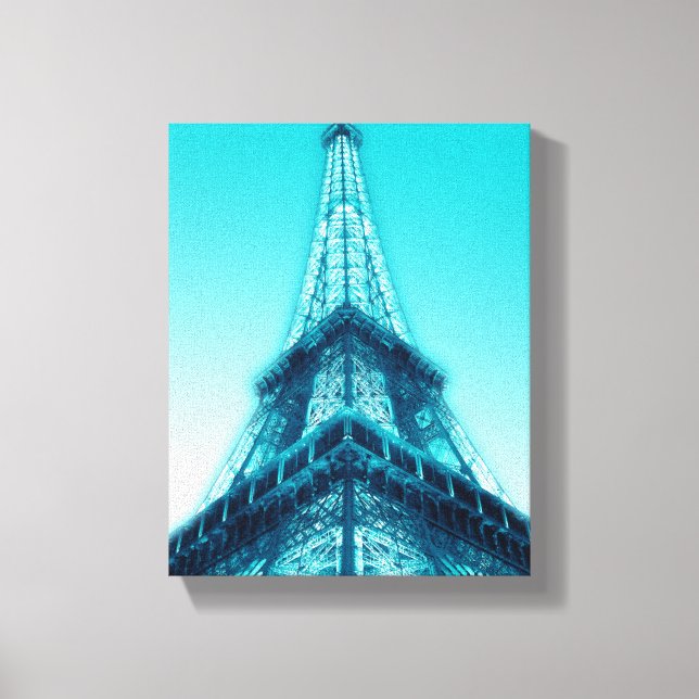 Eiffel Tower Paris Blue Wrapped Canvas 8x10 (Front)