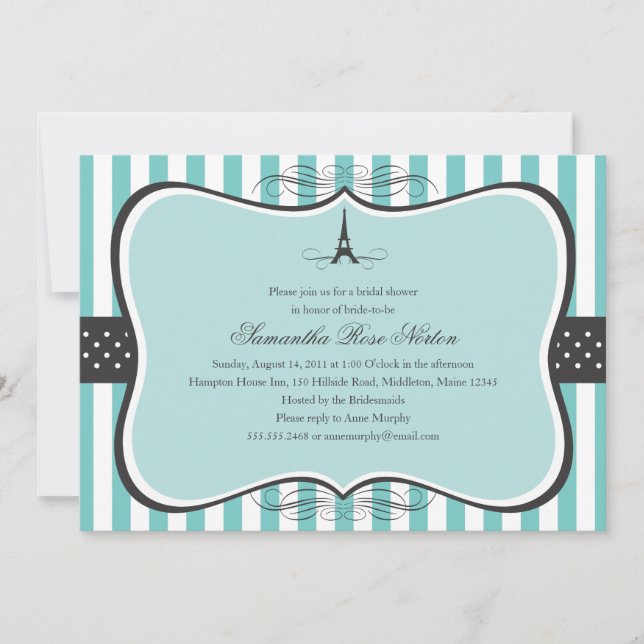 Eiffel Tower Paris Bridal Shower Invitation (Front)