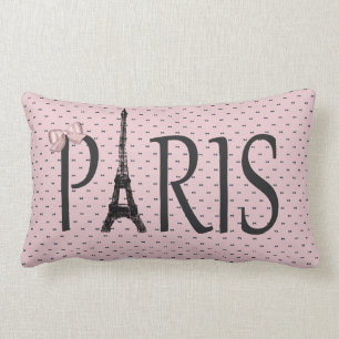 Eiffel Tower Paris Chic Pink Bows Lumbar Cushion