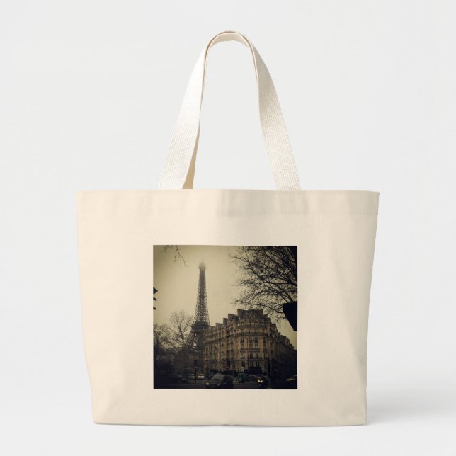 Eiffel Tower Paris City Building Architecture Large Tote Bag (Front)