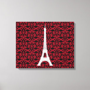 Eiffel Tower, Paris, Damask Pattern, French Damask Canvas Print