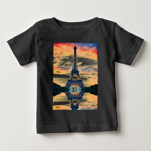 Eiffel Tower Paris Evening European Travel Baby T-Shirt (Front)