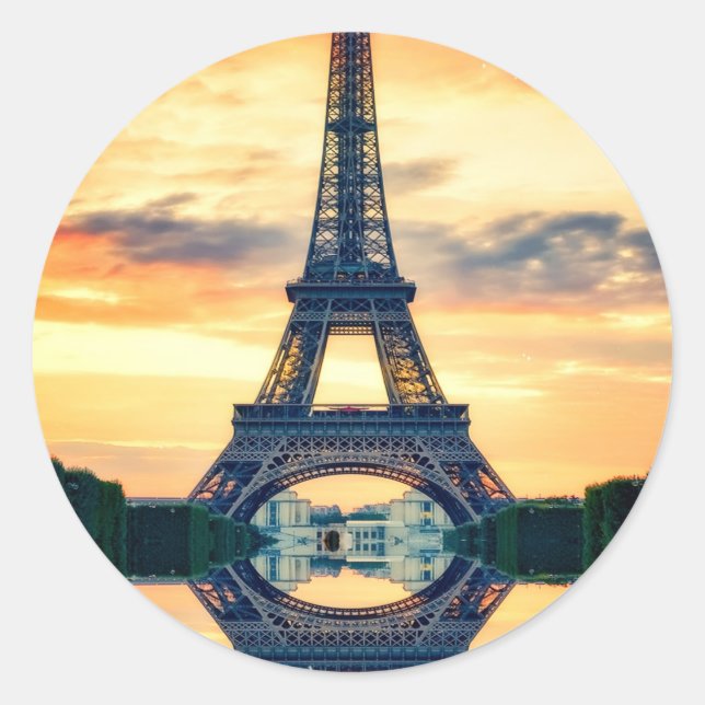 Eiffel Tower Paris Evening European Travel Classic Round Sticker (Front)