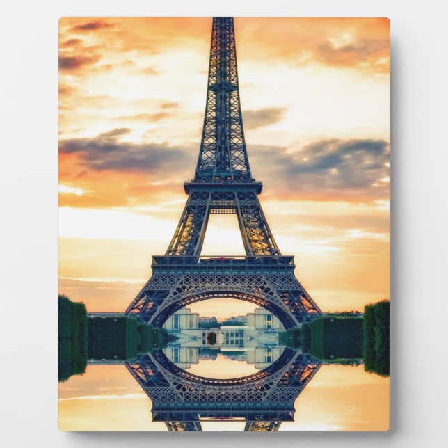 Eiffel Tower Paris Evening European Travel Plaque (Front)