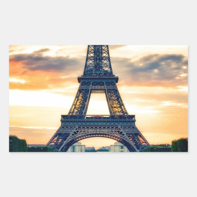 Eiffel Tower Paris Evening European Travel Rectangular Sticker (Front)