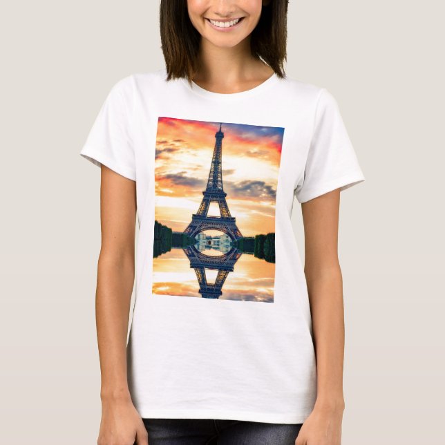 Eiffel Tower Paris Evening European Travel T-Shirt (Front)