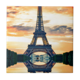 Eiffel Tower Paris Evening European Travel Tile