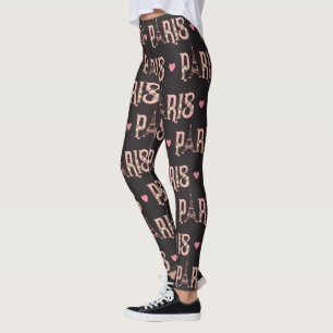 Eiffel Tower Paris Flowers French Capital Hearts Leggings