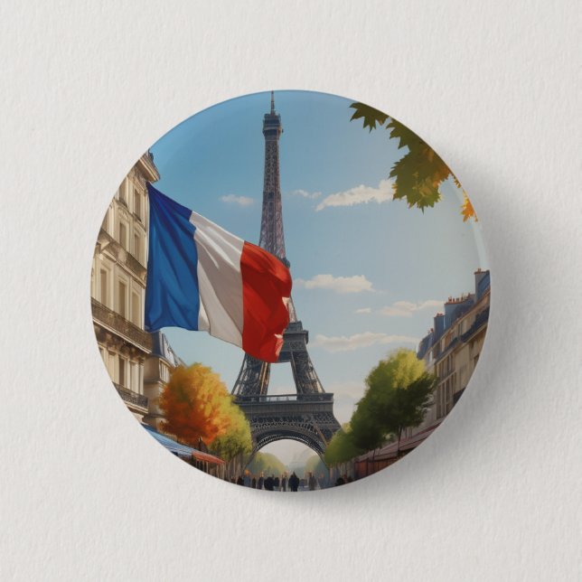 Eiffel tower - Paris - France 6 Cm Round Badge (Front)