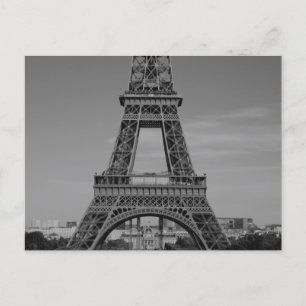 Eiffel Tower, Paris France, Black & White Postcard