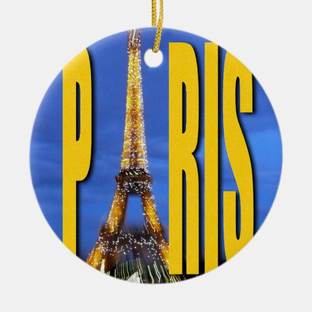 Eiffel Tower Paris France Ceramic Tree Decoration (Front)