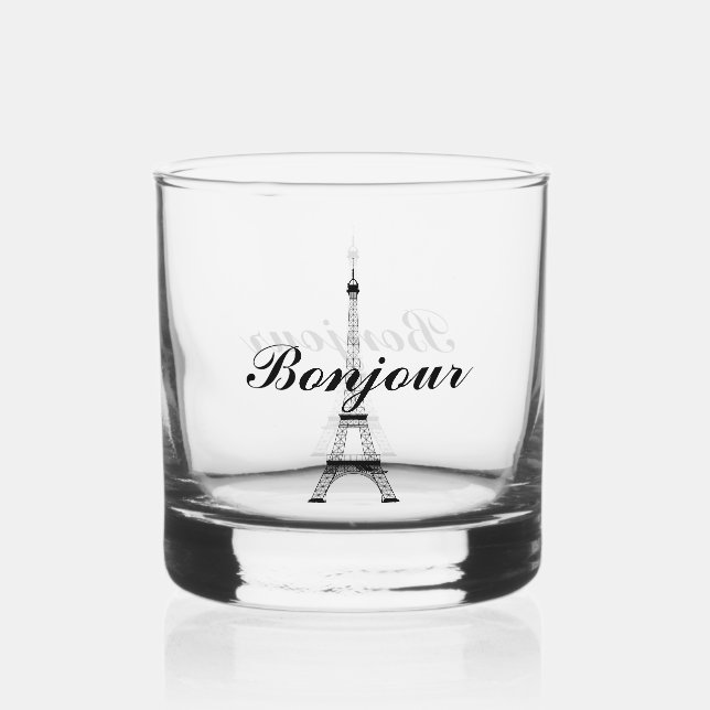 Eiffel Tower Paris France Design  Whiskey Glass (Back)