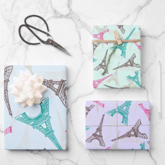 Eiffel Tower Paris France Design Wrapping Paper Sheet (Front)