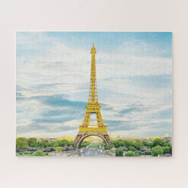Eiffel Tower Paris France Europe Painting Jigsaw Puzzle (Horizontal)