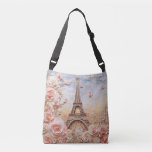 Eiffel Tower Paris France French Pink Floral Crossbody Bag<br><div class="desc">Eiffel Tower Paris France French Pink Floral Crossbody Bags features a stylish modern 3D design with the Eiffel Tower in Paris accented with pink flowers. Perfect as a gift for family and friends for birthday,  Christmas,  holidays and more or for mum for Mother's Day. Designed by Evco Studio www.zazzle.com/store/evcostudio</div>