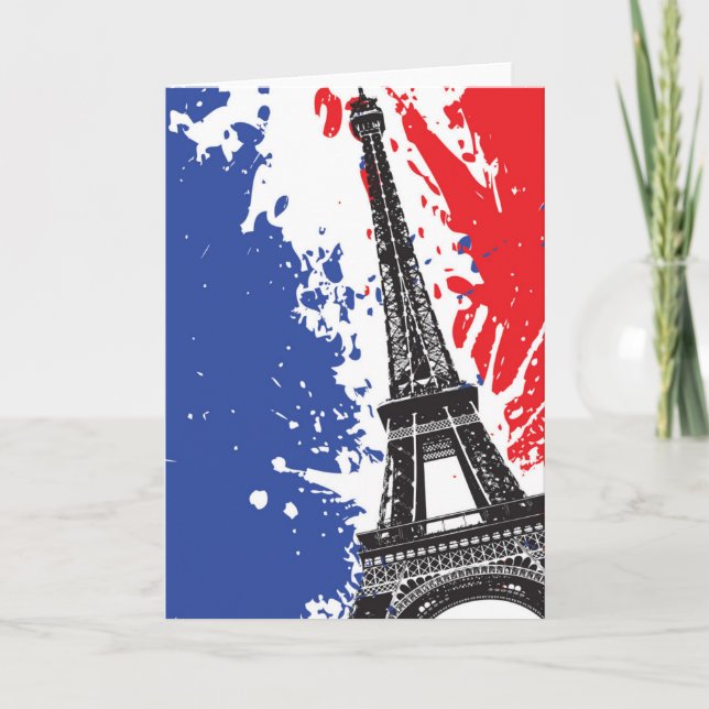 Eiffel Tower | Paris, France | Grunge Flag Card (Front)