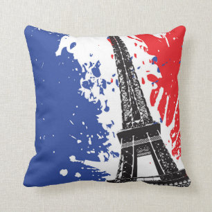 Eiffel Tower Paris, France Grunge Flag Cushion