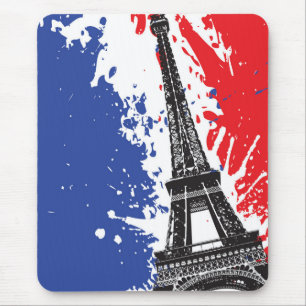 Eiffel Tower Paris, France Grunge Flag Mouse Pad