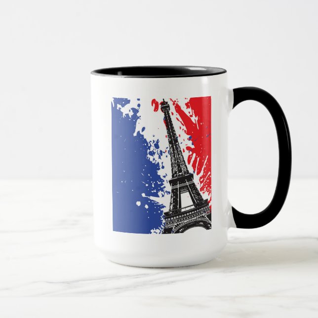 Eiffel Tower | Paris, France | Grunge Flag Mug (Right)