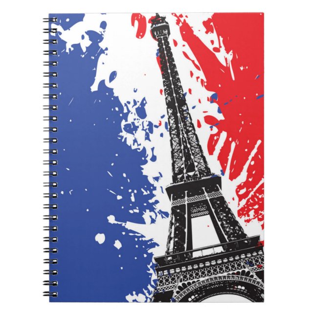 Eiffel Tower | Paris, France | Grunge Flag Notebook (Front)