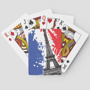 Eiffel Tower   Paris, France   Grunge Flag Playing Cards