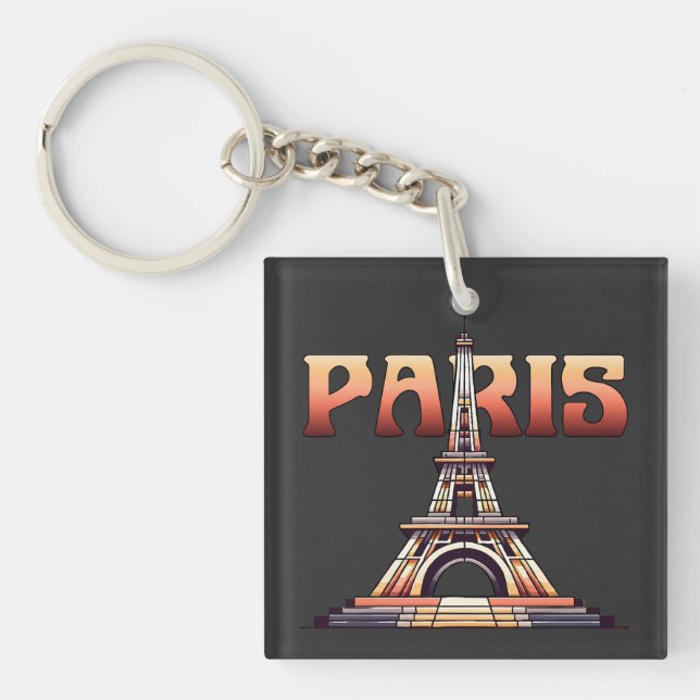 Eiffel Tower Paris France Key Ring (Front)