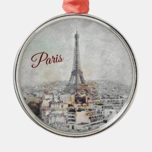 Eiffel Tower. Paris, France Metal Tree Decoration