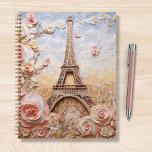 Eiffel Tower Paris France Pink Floral Notebook<br><div class="desc">Eiffel Tower Paris France Pink Floral Notebook features a stylish modern 3D design with the Eiffel Tower in Paris accented with pink flowers. Perfect as a gift for family and friends for birthday,  Christmas,  holidays and more or for mum for Mother's Day. Designed by Evco Studio www.zazzle.com/store/evcostudio</div>