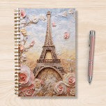 Eiffel Tower Paris France Pink Floral Notebook<br><div class="desc">Eiffel Tower Paris France Pink Floral Notebook features a stylish modern 3D design with the Eiffel Tower in Paris accented with pink flowers. Perfect as a gift for family and friends for birthday,  Christmas,  holidays and more or for mum for Mother's Day. Designed by Evco Studio www.zazzle.com/store/evcostudio</div>