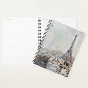 Eiffel Tower Paris France Postcard-Inspired Weekly Planner