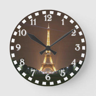 Eiffel Tower, Paris, France Round Clock