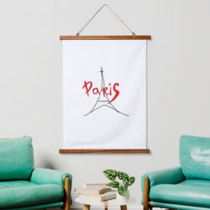 Eiffel Tower Paris France Sketch Hanging Tapestry