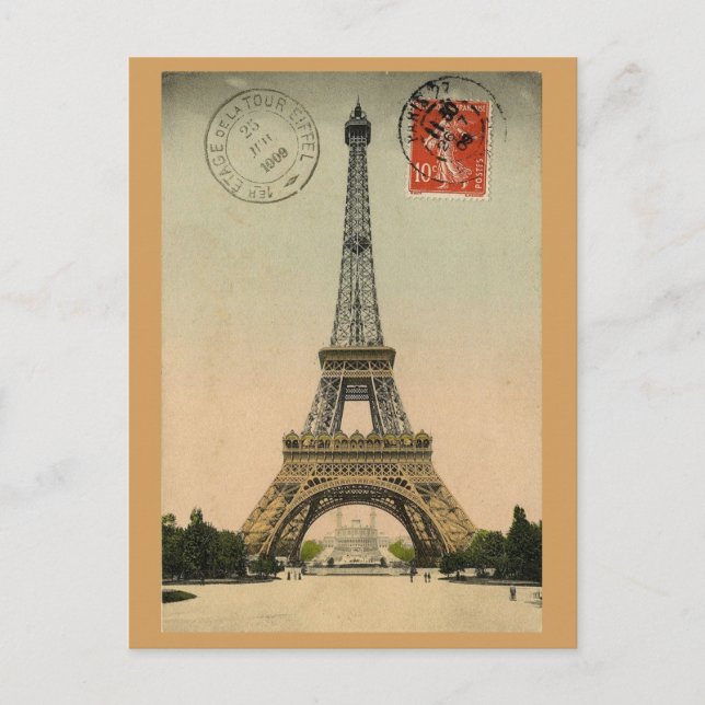 Eiffel Tower, Paris, France, Vintage Retro Postcard (Front)