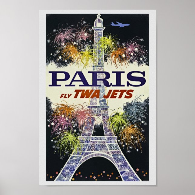 Eiffel Tower Paris France Vintage Travel Poster (Front)