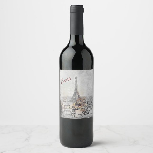 Eiffel Tower Paris France Wine Label – Elegant (Front)