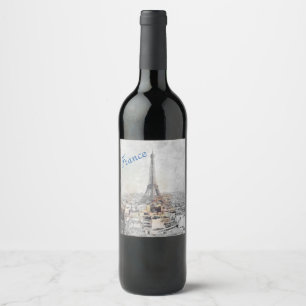 Eiffel Tower Paris France Wine Label – Elegant 