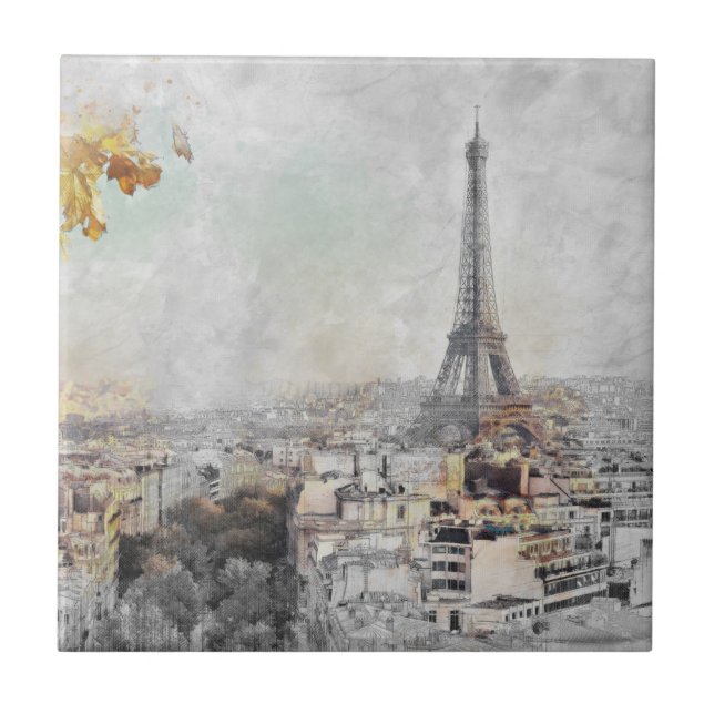 Eiffel Tower Paris – French Landmark Art for Home  Tile (Front)