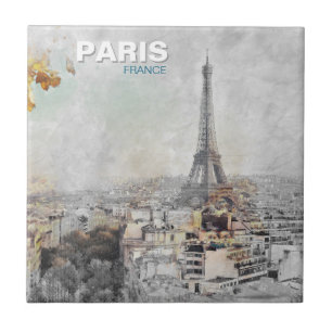Eiffel Tower Paris – French Landmark Art for Home  Tile