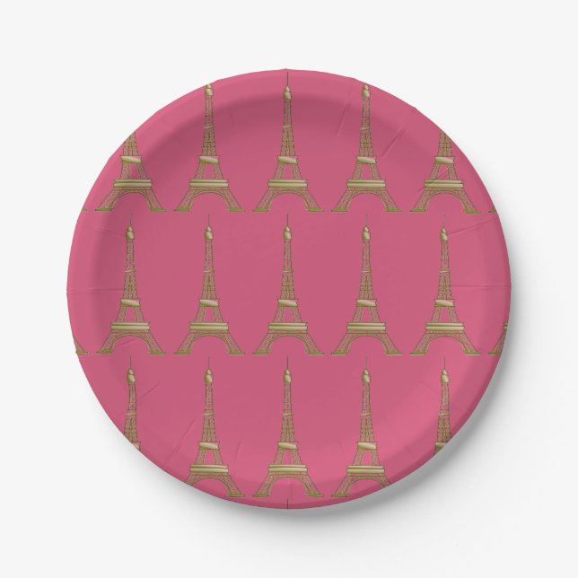 Eiffel Tower Paris French Theme Party Paper Plates (Front)