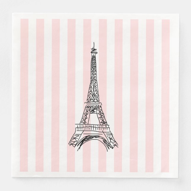 Eiffel Tower Paris Illustration Napkins (Front)