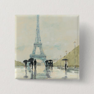 Eiffel Tower Paris In The Rain 15 Cm Square Badge